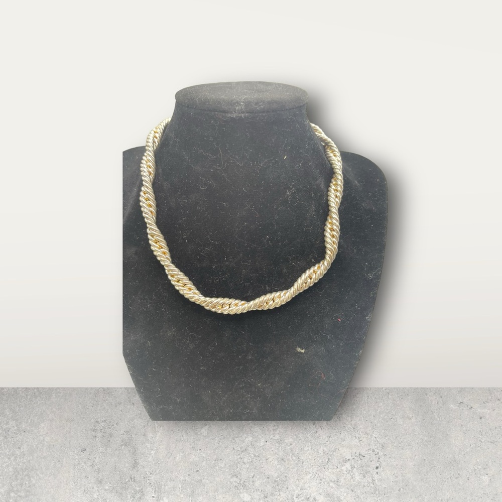 Vintage Edwin Pearl Twisted Silver Toned Chocker